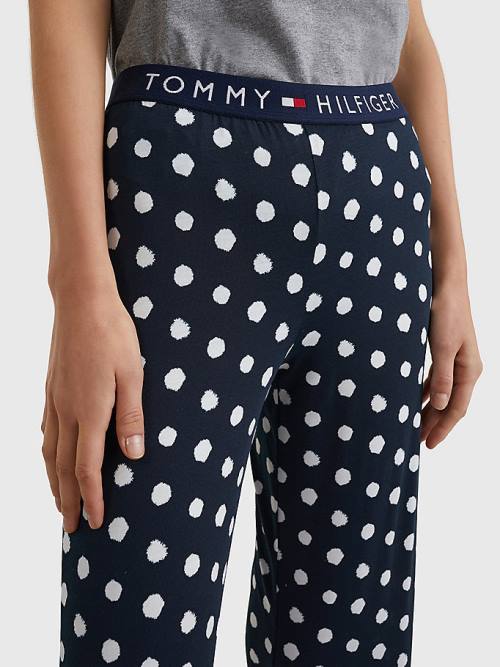 Tommy Hilfiger Original Logo Waistband Print Lounge Joggers Pijama Kadın Mavi | TH231AYM