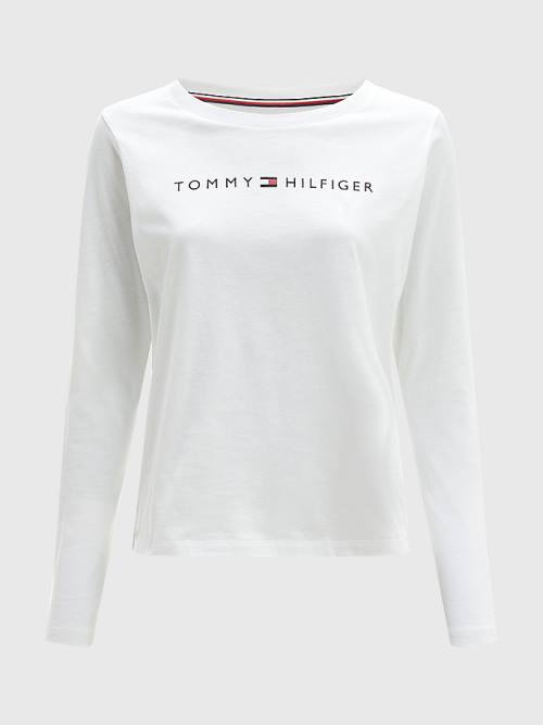 Tommy Hilfiger Original Long Sleeve Logo Tişört Kadın Beyaz | TH192WSV