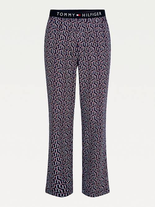 Tommy Hilfiger Original Woven Print Bottoms Pijama Erkek Mavi | TH165ZMK