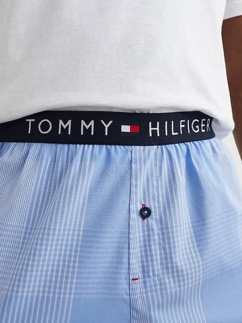 Tommy Hilfiger Original Woven Print Shorts Pijama Erkek Mavi | TH907VRX