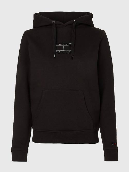 Tommy Hilfiger Outline Flag Kapüşonlu Sweatshirt Kadın Siyah | TH069EPD