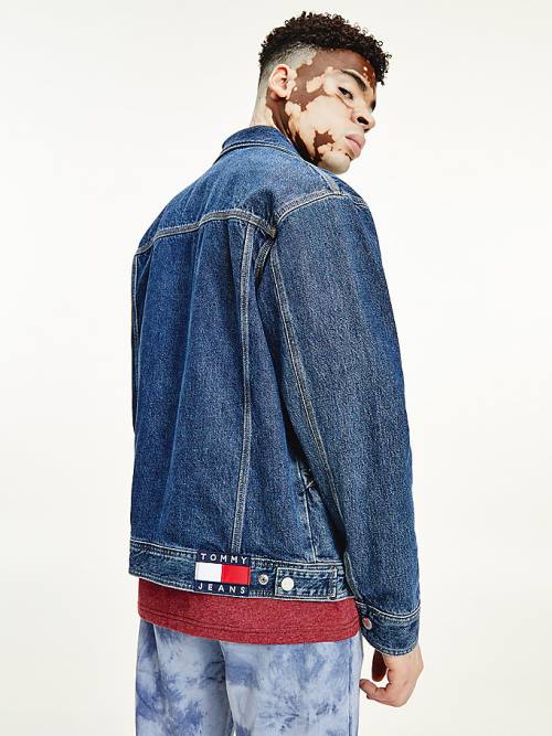 Tommy Hilfiger Oversized Hemp Trucker Ceket Erkek Denim | TH024OIE