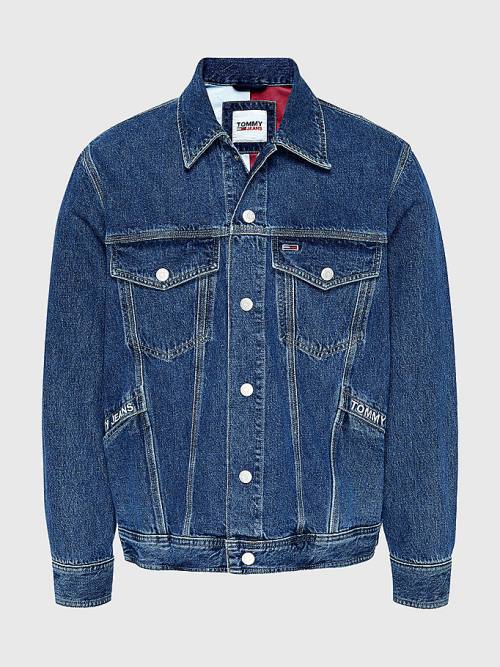 Tommy Hilfiger Oversized Hemp Trucker Ceket Erkek Denim | TH024OIE