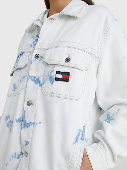 Tommy Hilfiger Oversized Marbled Denim Utility Ceket Kadın Denim | TH678LZB