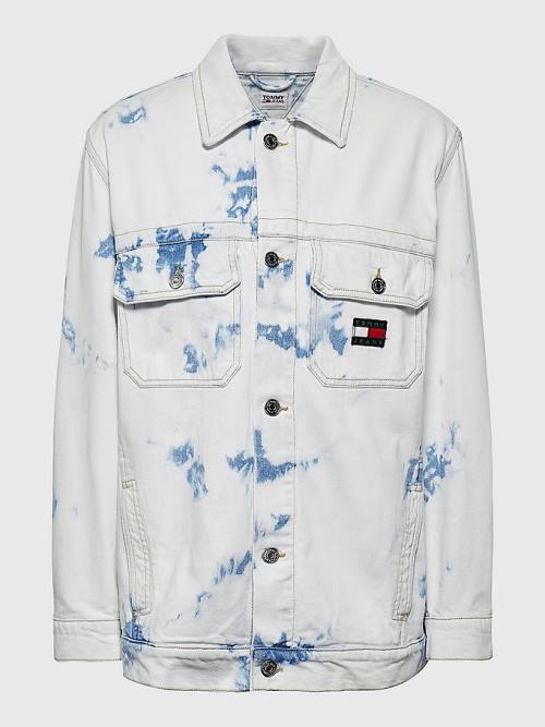 Tommy Hilfiger Oversized Marbled Denim Utility Ceket Kadın Denim | TH678LZB