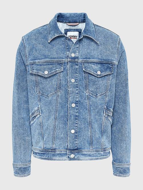 Tommy Hilfiger Oversized Trucker Ceket Erkek Denim | TH247JFP