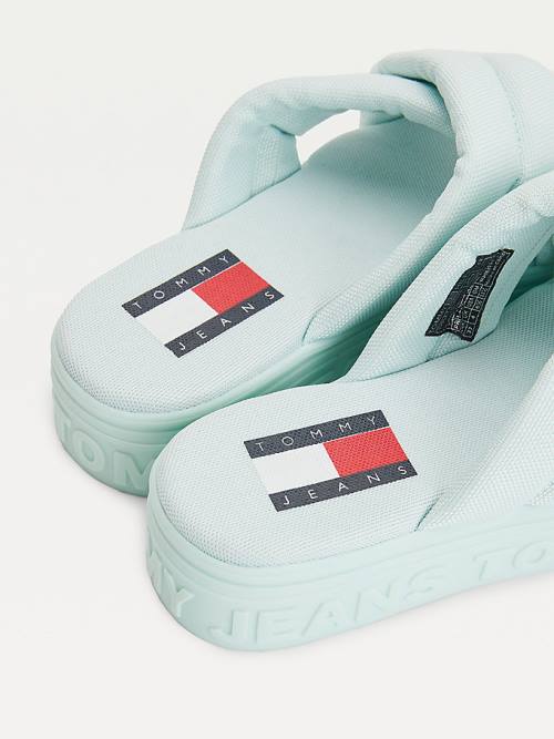 Tommy Hilfiger Padded Askılı Flatform Sandalet Kadın Yeşil | TH095XJE