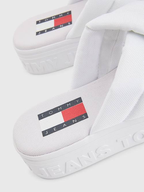 Tommy Hilfiger Padded Askılı Flatform Sandalet Kadın Beyaz | TH156CQB