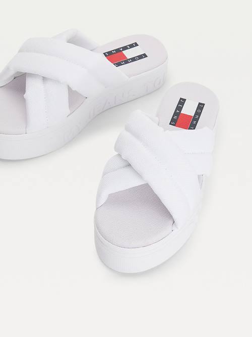 Tommy Hilfiger Padded Askılı Flatform Sandalet Kadın Beyaz | TH156CQB