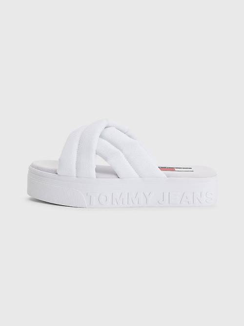 Tommy Hilfiger Padded Askılı Flatform Sandalet Kadın Beyaz | TH156CQB