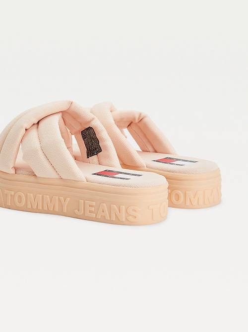 Tommy Hilfiger Padded Askılı Flatform Sandalet Kadın Pembe | TH651QHC