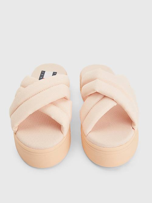 Tommy Hilfiger Padded Askılı Flatform Sandalet Kadın Pembe | TH651QHC