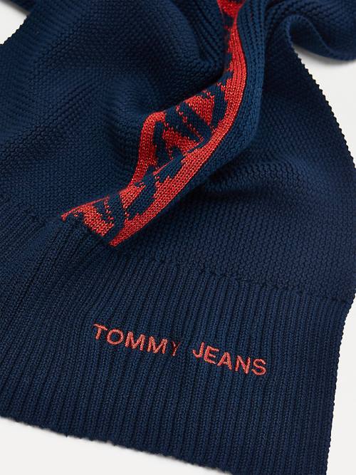 Tommy Hilfiger Pamuklu Knitted Link Pattern Fular Kadın Mavi | TH952JEM