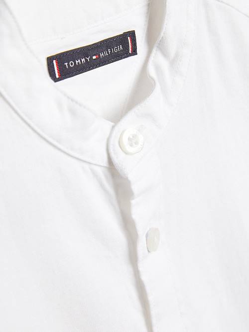 Tommy Hilfiger Pamuklu Linen Collarless Gömlek Erkek Çocuk Beyaz | TH516CDN