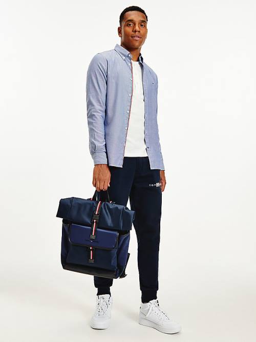 Tommy Hilfiger Pamuklu Melange Dobby Slim Fit Gömlek Erkek Mavi | TH059DQW