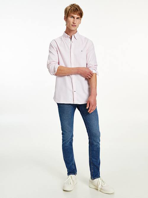 Tommy Hilfiger Pamuklu Melange Dobby Slim Fit Gömlek Erkek Pembe | TH491NJW