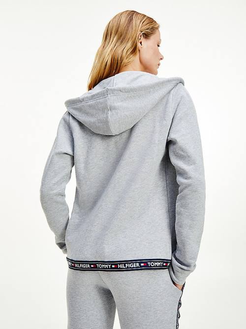 Tommy Hilfiger Pamuklu Terry Lounge Kapüşonlu Sweatshirt Kadın Gri | TH530TJA