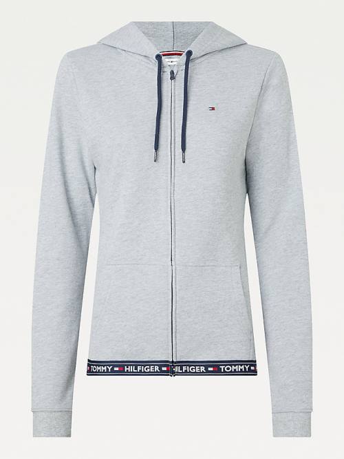 Tommy Hilfiger Pamuklu Terry Lounge Kapüşonlu Sweatshirt Kadın Gri | TH530TJA