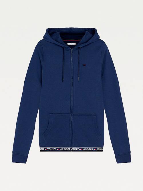 Tommy Hilfiger Pamuklu Terry Lounge Kapüşonlu Sweatshirt Kadın Mavi | TH628OFD