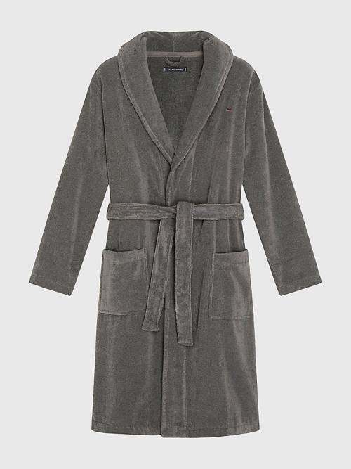 Tommy Hilfiger Pamuklu Towelling Bathrobe Pijama Erkek Gri | TH685VHK