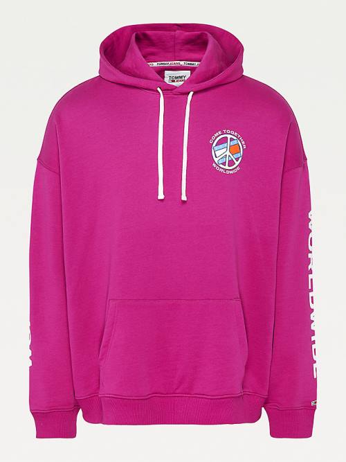 Tommy Hilfiger Peace Logo Kapüşonlu Sweatshirt Erkek Mor | TH598JBG