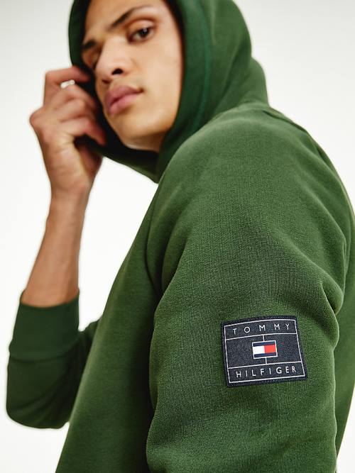 Tommy Hilfiger Peached Fleece Kapüşonlu Sweatshirt Erkek Yeşil | TH270OLT