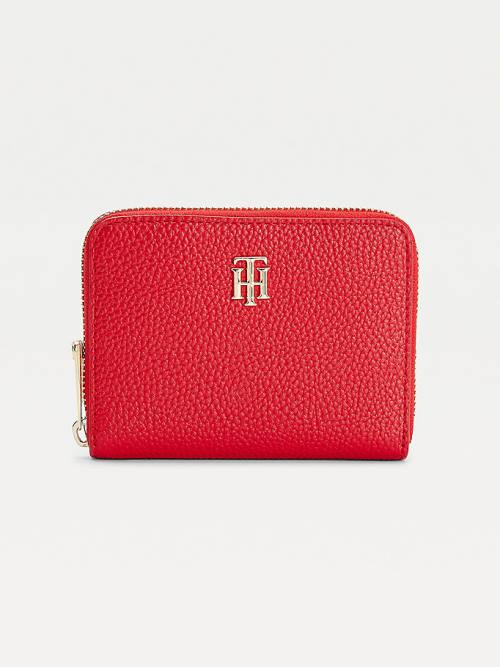 Tommy Hilfiger Pebble Grain Medium Zip-Around Cüzdan Kadın Kırmızı | TH528TLG