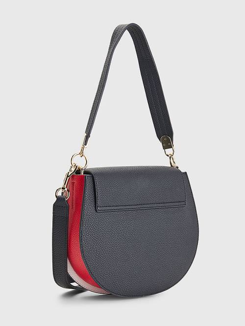 Tommy Hilfiger Pebble Grain Saddle Çanta Kadın Mavi | TH013QOP