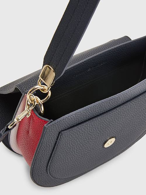 Tommy Hilfiger Pebble Grain Saddle Çanta Kadın Mavi | TH013QOP