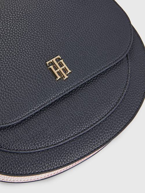 Tommy Hilfiger Pebble Grain Saddle Çanta Kadın Mavi | TH013QOP