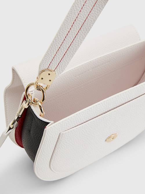 Tommy Hilfiger Pebble Grain Saddle Çanta Kadın Beyaz | TH827EPH