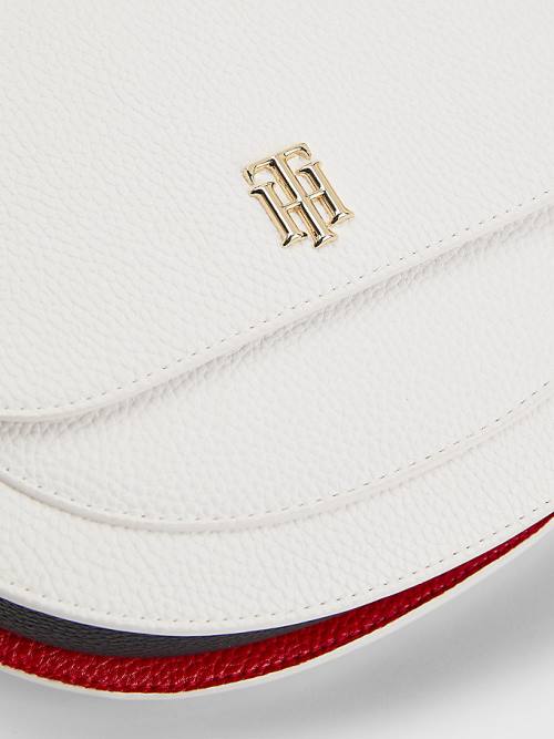 Tommy Hilfiger Pebble Grain Saddle Çanta Kadın Beyaz | TH827EPH