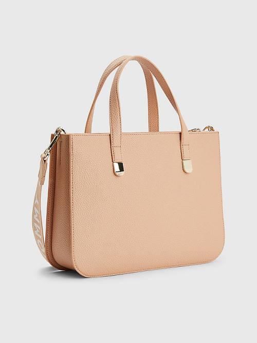 Tommy Hilfiger Pebble Grain Satchel Çanta Kadın Bej Rengi | TH473PBA