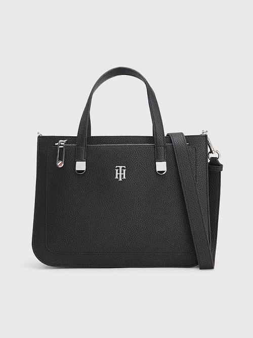 Tommy Hilfiger Pebble Grain Satchel Çanta Kadın Siyah | TH713JZI