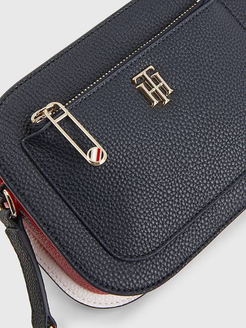 Tommy Hilfiger Pebble Grain Signature Camera Çanta Kadın Mavi | TH372UGP