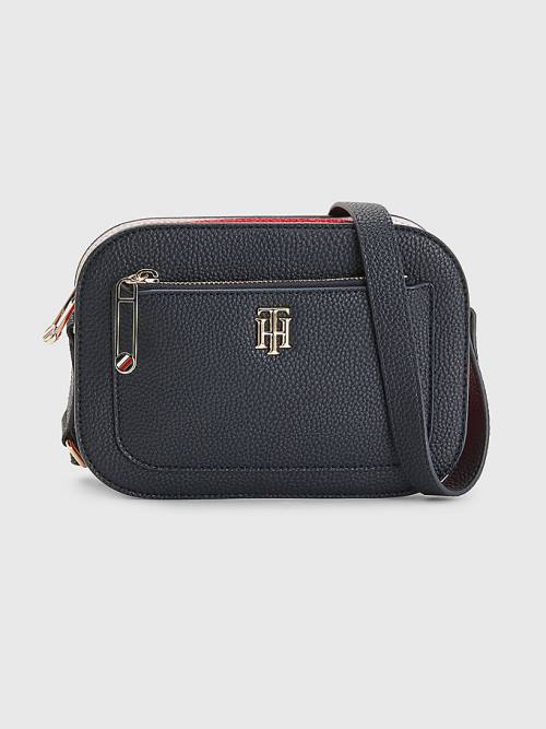 Tommy Hilfiger Pebble Grain Signature Camera Çanta Kadın Mavi | TH372UGP