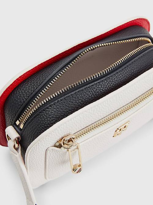 Tommy Hilfiger Pebble Grain Signature Camera Çanta Kadın Beyaz | TH782YHN