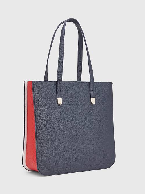 Tommy Hilfiger Pebble Grain Signature Tote Çanta Kadın Mavi | TH859APH