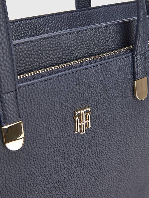 Tommy Hilfiger Pebble Grain Signature Tote Çanta Kadın Mavi | TH859APH