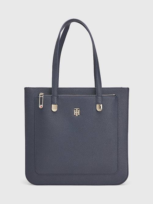 Tommy Hilfiger Pebble Grain Signature Tote Çanta Kadın Mavi | TH859APH