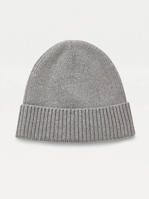 Tommy Hilfiger Pima Pamuklu Cashmere Cuffed Beanie Şapka Erkek Gri | TH124DUE