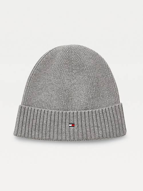 Tommy Hilfiger Pima Pamuklu Cashmere Cuffed Beanie Şapka Erkek Gri | TH124DUE