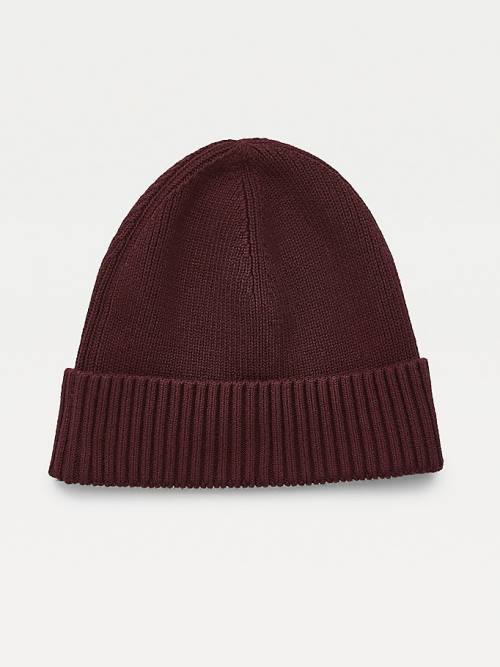 Tommy Hilfiger Pima Pamuklu Cashmere Cuffed Beanie Şapka Erkek Kırmızı | TH356KUE