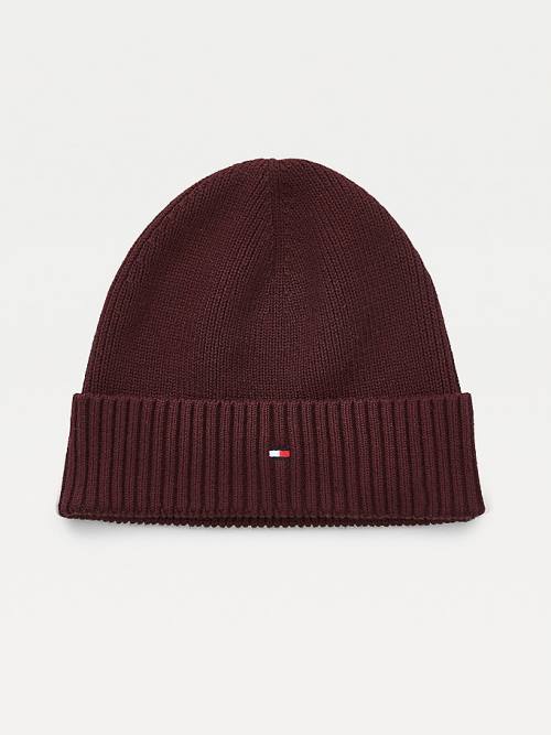 Tommy Hilfiger Pima Pamuklu Cashmere Cuffed Beanie Şapka Erkek Kırmızı | TH356KUE