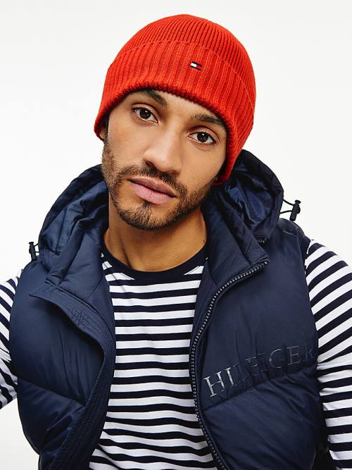 Tommy Hilfiger Pima Pamuklu Cashmere Cuffed Beanie Şapka Erkek Turuncu | TH864PXB