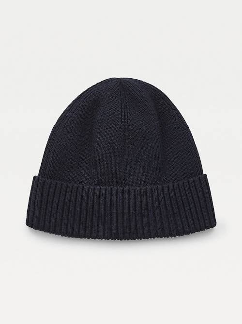 Tommy Hilfiger Pima Pamuklu Cashmere Cuffed Beanie Şapka Erkek Mavi | TH913KBX