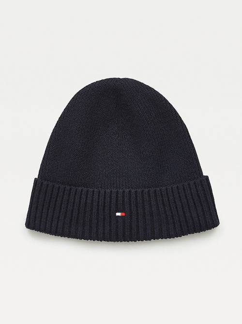 Tommy Hilfiger Pima Pamuklu Cashmere Cuffed Beanie Şapka Erkek Mavi | TH913KBX