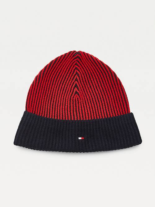 Tommy Hilfiger Pima Pamuklu Cashmere Double Stitch Beanie Şapka Erkek Mavi | TH801SUT