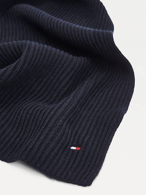 Tommy Hilfiger Pima Pamuklu Cashmere Fular Erkek Mavi | TH810HMX