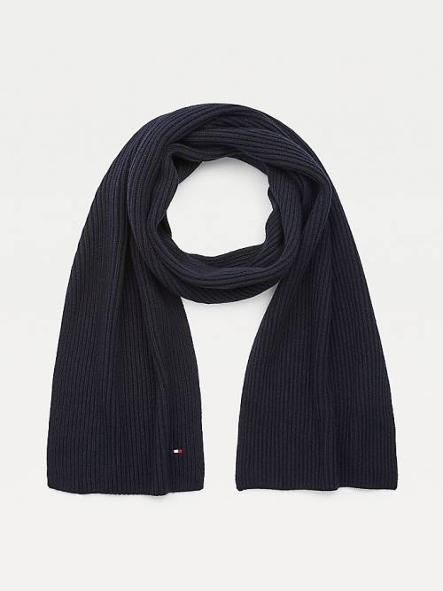 Tommy Hilfiger Pima Pamuklu Cashmere Fular Erkek Mavi | TH810HMX